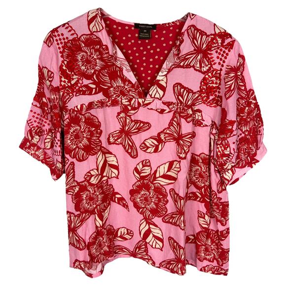 Anthropologie Vineet Bahl Pink Boho Flutter Sleeve V Neck Top XS - Picture 2 of 6